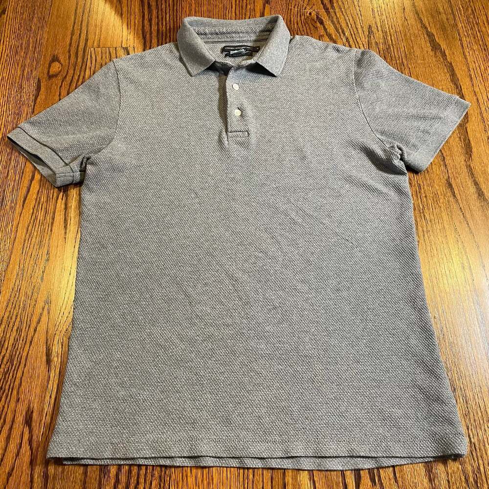 French Connection Men's Gray Textured Polo Shirt Size S